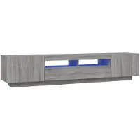 vidaXL Ensemble de 2 armoires TV Lampes LED Gris Sonoma Matériau dérivé du bois