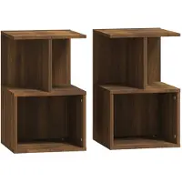 vidaXL Tables de chevet 2pcs Chêne marron 35x35x55cm Bois d'ingénierie