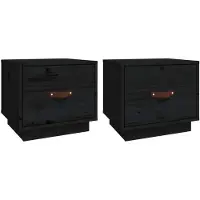 vidaXL Tables de chevet 2 pcs Noir 40x34x35 cm Bois de pin massif