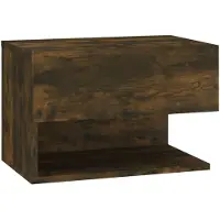 vidaXL Table de chevet murale Chêne fumé