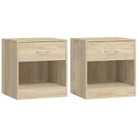 vidaXL Table de chevet 2 pcs avec tiroir Couleur de chêne