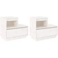 vidaXL Tables de chevet 2 pcs Blanc 60x34x51 cm Bois de pin solide