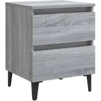 vidaXL Table de chevet avec pieds en métal Sonoma gris 40x35x50 cm