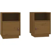 vidaXL Tables de chevet 2pcs Marron miel 40x34x55cm Bois de pin massif
