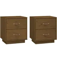 vidaXL Tables de chevet 2 pcs Marron miel 40x34x45 cm Bois pin massif