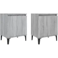 vidaXL Tables de chevet avec pieds en métal sonoma gris 40x30x50 cm