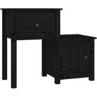 vidaXL Table de chevet Noir 79,5x38x65,5 cm Bois de pin massif