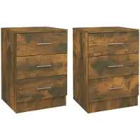 vidaXL Tables de chevet 2 pcs Chêne fumé 38x35x56 cm Bois d'ingénierie