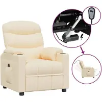 vidaXL Fauteuil relax électrique Crème Tissu