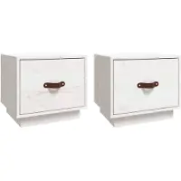 vidaXL Tables de chevet 2 pcs Blanc 40x34x35 cm Bois de pin massif