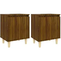 vidaXL Tables de chevet pieds en bois 2 pcs Chêne marron 40x30x50 cm