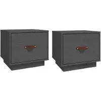 vidaXL Tables de chevet 2 pcs Gris 40x34x35 cm Bois de pin massif