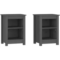 vidaXL Tables de chevet 2 pcs Gris 40x35x55 cm Bois de pin solide