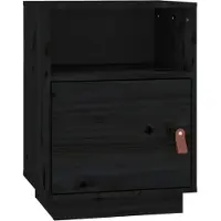 vidaXL Table de chevet Noir 40x34x55 cm Bois de pin massif