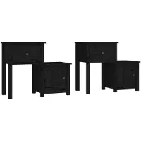 vidaXL Tables de chevet 2 pcs Noir 79,5x38x65,5 cm Bois de pin massif