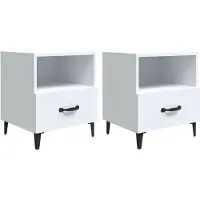 vidaXL Tables de chevet 2 pcs Blanc Bois d'ingénierie