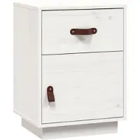 vidaXL Table de chevet Blanc 40x34x55 cm Bois de pin solide
