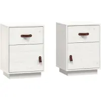 vidaXL Tables de chevet 2 pcs Blanc 40x34x55 cm Bois de pin massif
