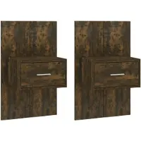 vidaXL Tables de chevet murales 2 pcs Chêne fumé