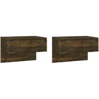 vidaXL Tables de chevet murales 2 pcs Chêne fumé