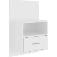 vidaXL Table de chevet murale Blanc brillant