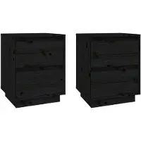 vidaXL Tables de chevet 2 pcs Noir 40x35x50 cm Bois de pin solide