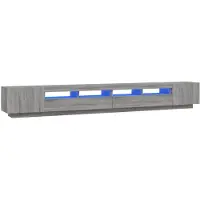 vidaXL Ensemble de 3 meubles TV Lampes LED Gris Sonoma Matériau dérivé du bois