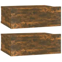 vidaXL Tables de chevet flottantes 2 pcs Chêne fumé 40x30x15 cm