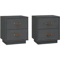 vidaXL Tables de chevet 2 pcs Gris 40x34x45 cm Bois de pin massif
