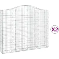 vidaXL Gabions avec arc surélevé 2 pcs. 200x30x160/180cm Fer galvanisé