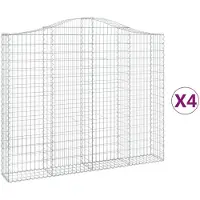 vidaXL Gabions avec arc surélevé 4 pcs. 200x30x160/180cm Fer galvanisé