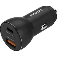 Philips 1 x " USB-A įkroviklis 1 x USB-C 3 A (DLP2521, Adaptateur pour véhicule, Noir