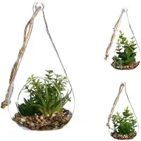 Atmosphera 1 Suspension Plantes Artificelles Terrarium 20 Cm Forme Goutte Decoration