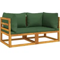 vidaXL Canapés d'angle modulaires 2 pcs. avec coussins verts en bois massif d'acacia
