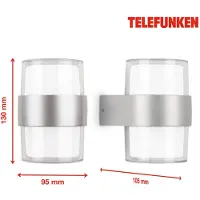 Telefunken Lampe d'extérieur LED CLUDU, platine LED, 4000K blanc neutre, 8 W, 800 lm, argenté, IP44, 25000 heures, 13 x 9,5 x 10,5 cm