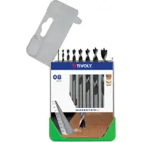 Tivoly Coffret de 8 forets bois gradués - 3 pointes - Ø 2 à 10 mm