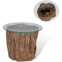 vidaXL Table basse teck verre 50x40 cm