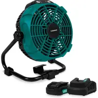 Vonroc Ventilateur sans fil 20V - hybride batterie ou alimentation AC | Adaptateur AC inclue - incl. 2x 2.0Ah batterie et chargeur rapide