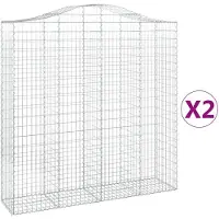 vidaXL Gabions avec arc surélevé 2 pcs. 200x50x200/220cm Fer galvanisé