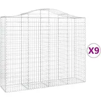 vidaXL Gabions avec arc surélevé 9 pcs. 200x50x160/180cm Fer galvanisé