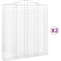 vidaXL Gabions avec arc surélevé 2 pcs. 200x30x220/240cm Fer galvanisé