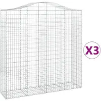 vidaXL Gabions 3 pcs voûtés 200x50x200/220 cm en fer