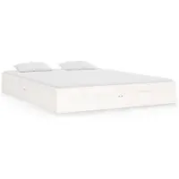 vidaXL Lit en bois massif blanc 135x190 cm