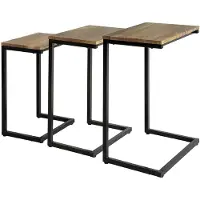 SoBuy Lot de 3 tables basses - Coulissantes - Tables d'appoint - Max. 20KG - 34 x 51 x 26 cm - Couleur bois