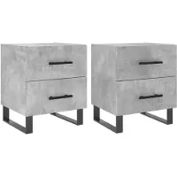 vidaXL Tables de chevet 2pcs gris béton 40x35x47,5cm bois d’ingénierie