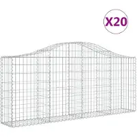 vidaXL Gabions avec arc surélevé 20 pcs. 200x30x80/100cm Fer galvanisé