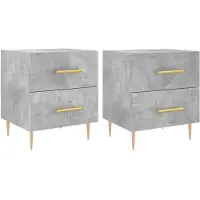 vidaXL Tables de chevet 2pcs gris béton 40x35x47,5cm bois d’ingénierie