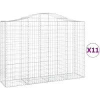 vidaXL Gabions avec arc surélevé 11pcs. 200x50x140/160cm Fer galvanisé