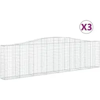 vidaXL Gabions avec arc surélevé 3 pcs. 400x30x100/120cm Fer galvanisé