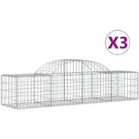 vidaXL Gabions avec arc surélevé 3 pcs. 200x50x40/60 cm Fer galvanisé